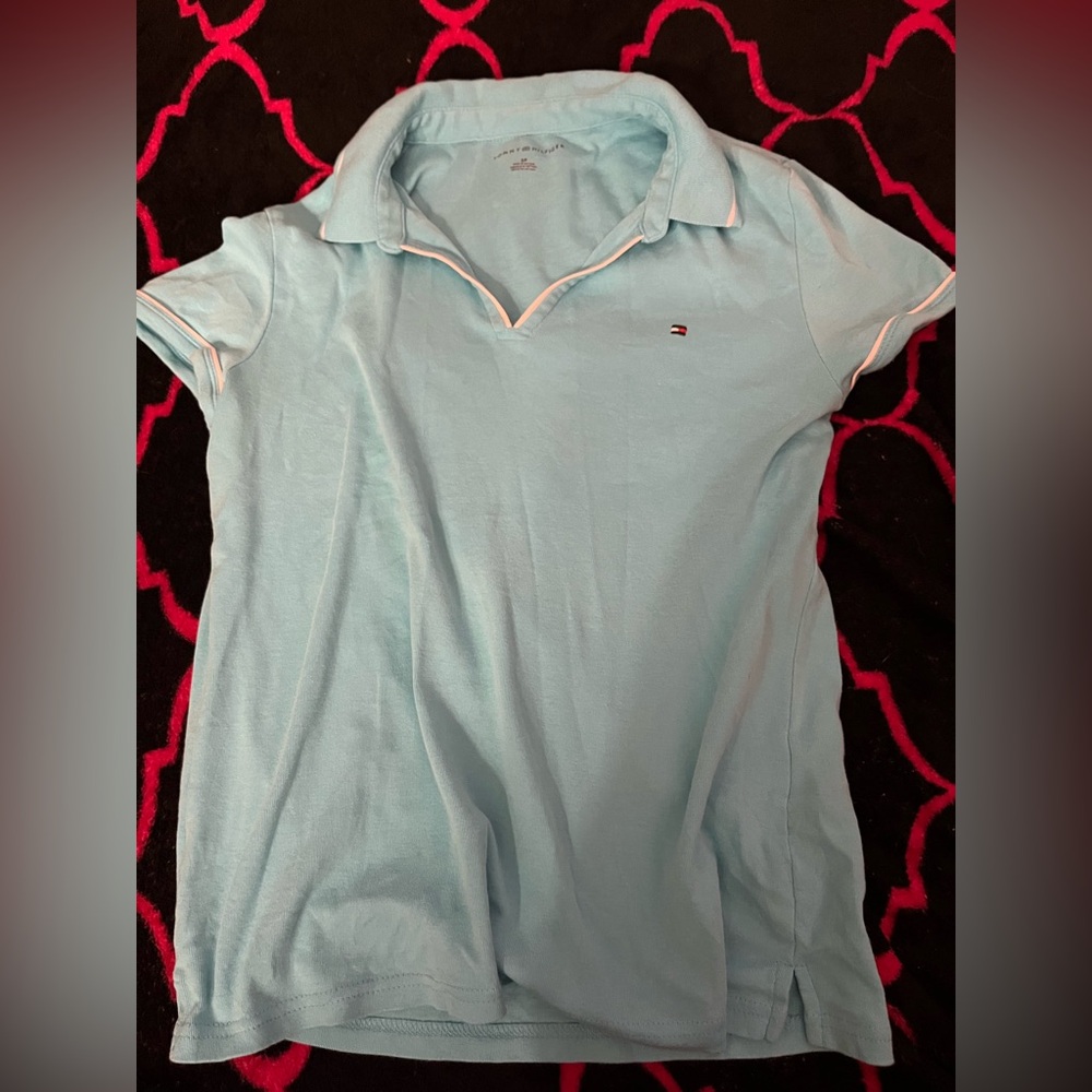 TOMMY HILFIGER AUTHENTIC 2000’s blue women’s polo top size small good condition!